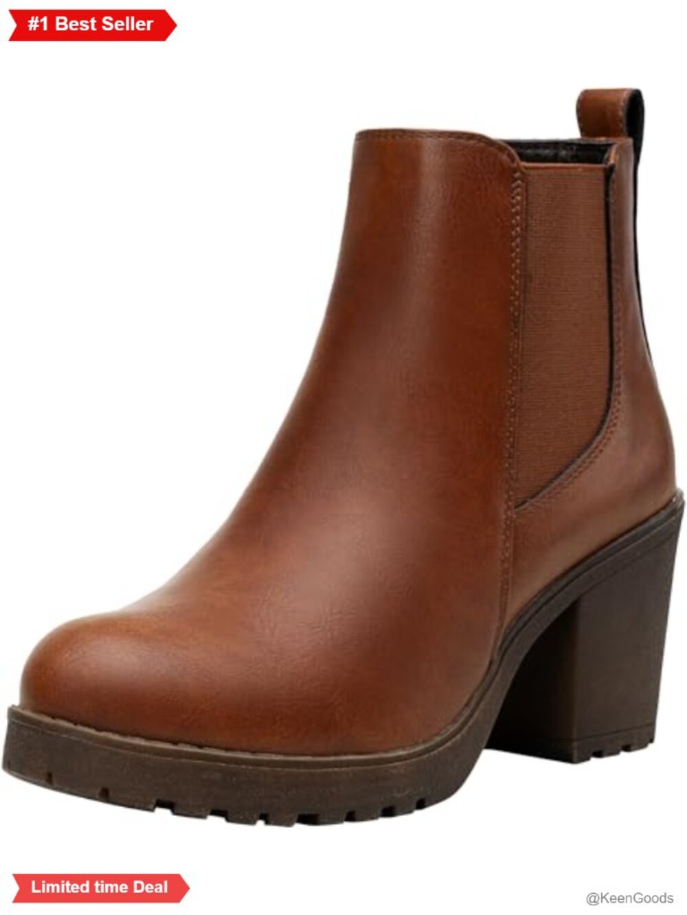 Platform Chelsea Ankle Boots Chunky Block Heel Faux Leather